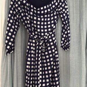 Banana Republic Navy and White Patterned Dress